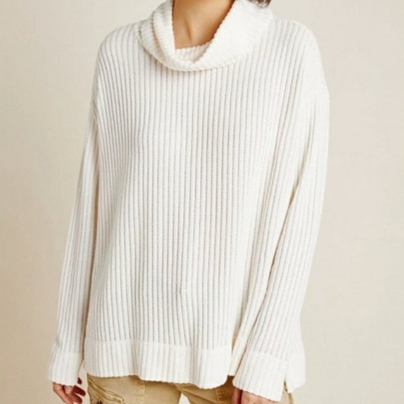 Anthropologie Sweaters - Maeve By Anthropologie Ivory Cowl Neck Sweater